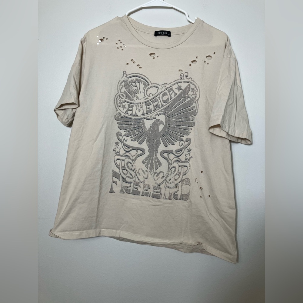 Zutter Graphic Tee Sz M Short Sleeve Cotton Distressed‎ Concert Casual